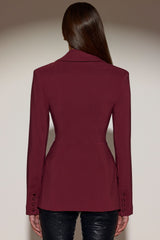 Structured Double-Breasted Blazer in Burgundy