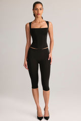 Modal Mid-Rise Capri Leggings in Black