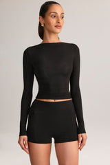 Modal High-Rise Bodycon Mini Shorts in Black