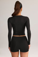 Modal High-Rise Bodycon Mini Shorts in Black