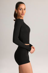 Modal High-Rise Bodycon Mini Shorts in Black