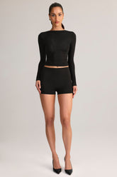 Modal High-Rise Bodycon Mini Shorts in Black