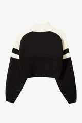Knit Logo Cropped Jumper in Black