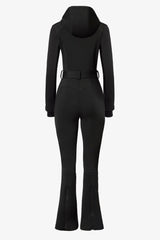 Waterproof Hooded Fitted Ski Suit in Black