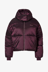 Waterproof Cropped Oversized Ski Jacket in Burgundy