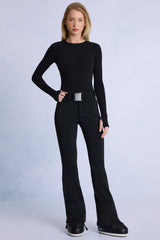 Waterproof Belted Ski Salopettes in Black