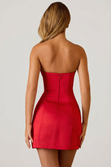 Structured Tulip Mini Dress in Scarlet Red