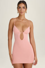 Cut-Out Open-Back Mini Dress in Apricot Pink