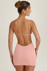 Cut-Out Open-Back Mini Dress in Apricot Pink
