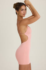 Cut-Out Open-Back Mini Dress in Apricot Pink