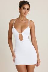 Cut-Out Open-Back Mini Dress in White