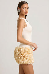 Satin Statement Bow Bandeau Top in Ivory