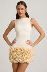 Satin Statement Bow Bandeau Top in Ivory