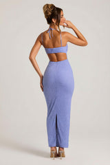 Embellished Cowl Neck Maxi Dress in Powder Blue