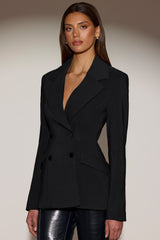 Structured Double-Breasted Blazer in Black
