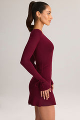 Modal Long-Sleeve Mini Dress in Wine