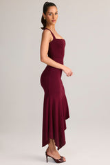 Modal Low-Rise Asymmetric Midaxi Skirt in Wine