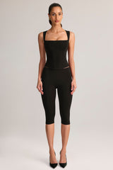 Modal Mid-Rise Capri Leggings in Black