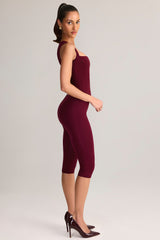 Modal Mid-Rise Capri Leggings in Wine