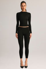 Modal Mid-Rise Cropped Leggings in Black