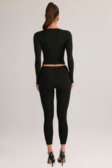 Modal Mid-Rise Cropped Leggings in Black