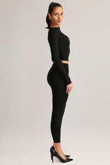 Modal Mid-Rise Cropped Leggings in Black
