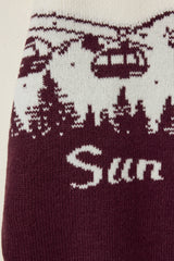 Knit Quarter-Zip Turtleneck Oversized Jumper in Burgundy