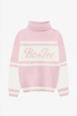 Knit Turtleneck Oversized Jumper in Powder Pink