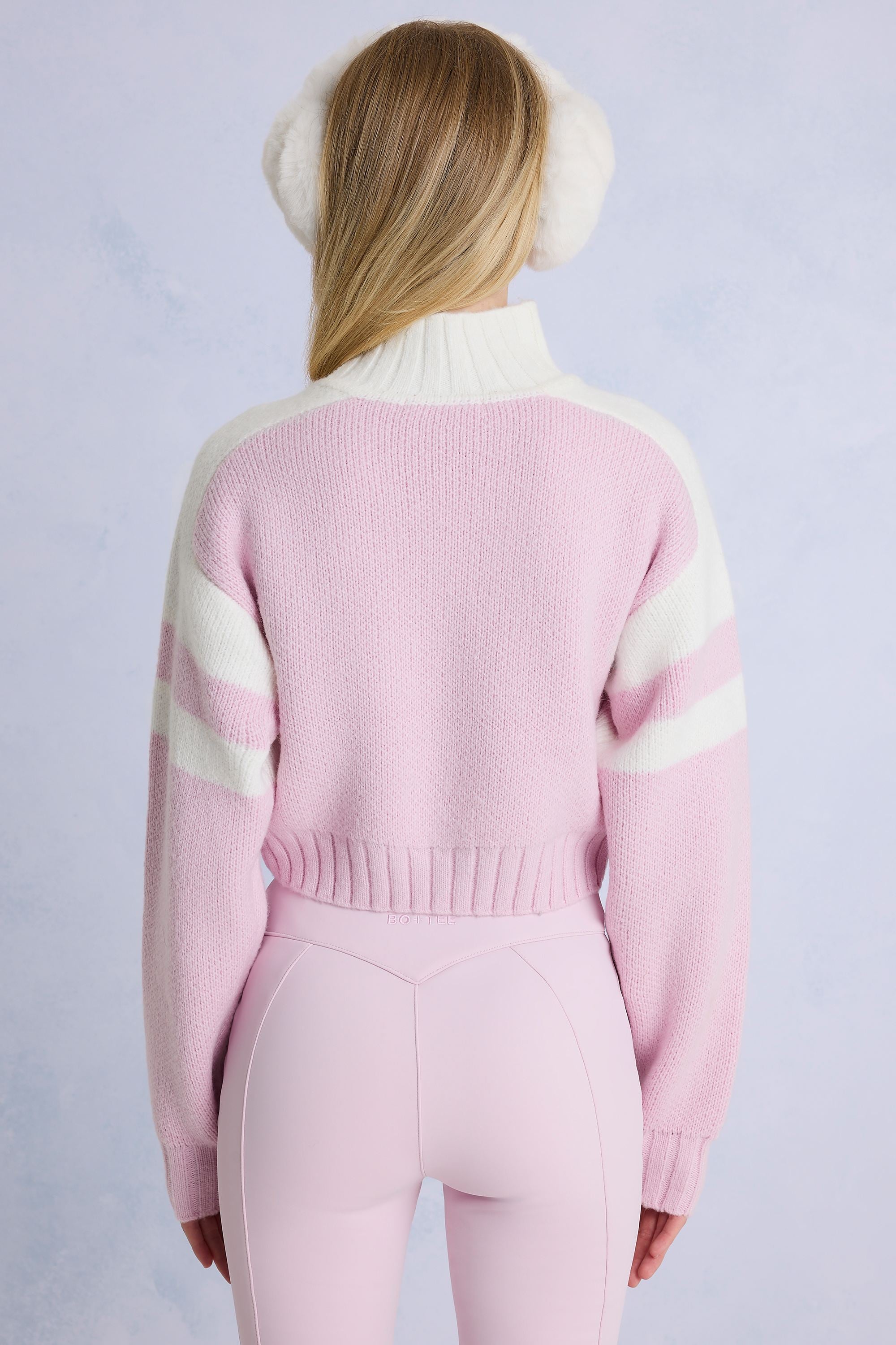 Knit Logo Cropped Jumper in Powder Pink