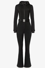 Waterproof Hooded Fitted Ski Suit in Black