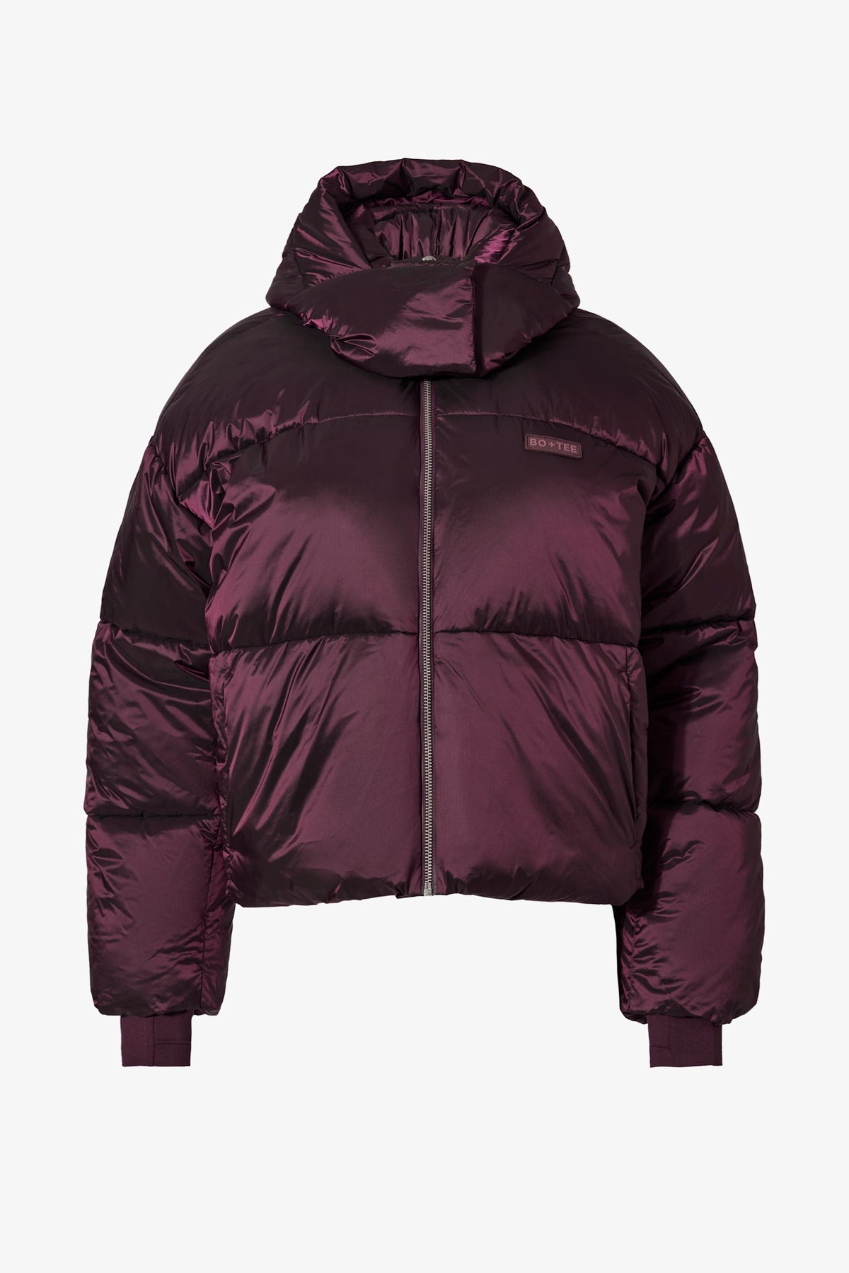 Waterproof Cropped Oversized Ski Jacket in Burgundy