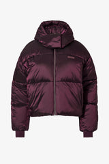 Waterproof Cropped Oversized Ski Jacket in Burgundy