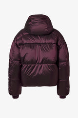 Waterproof Cropped Oversized Ski Jacket in Burgundy