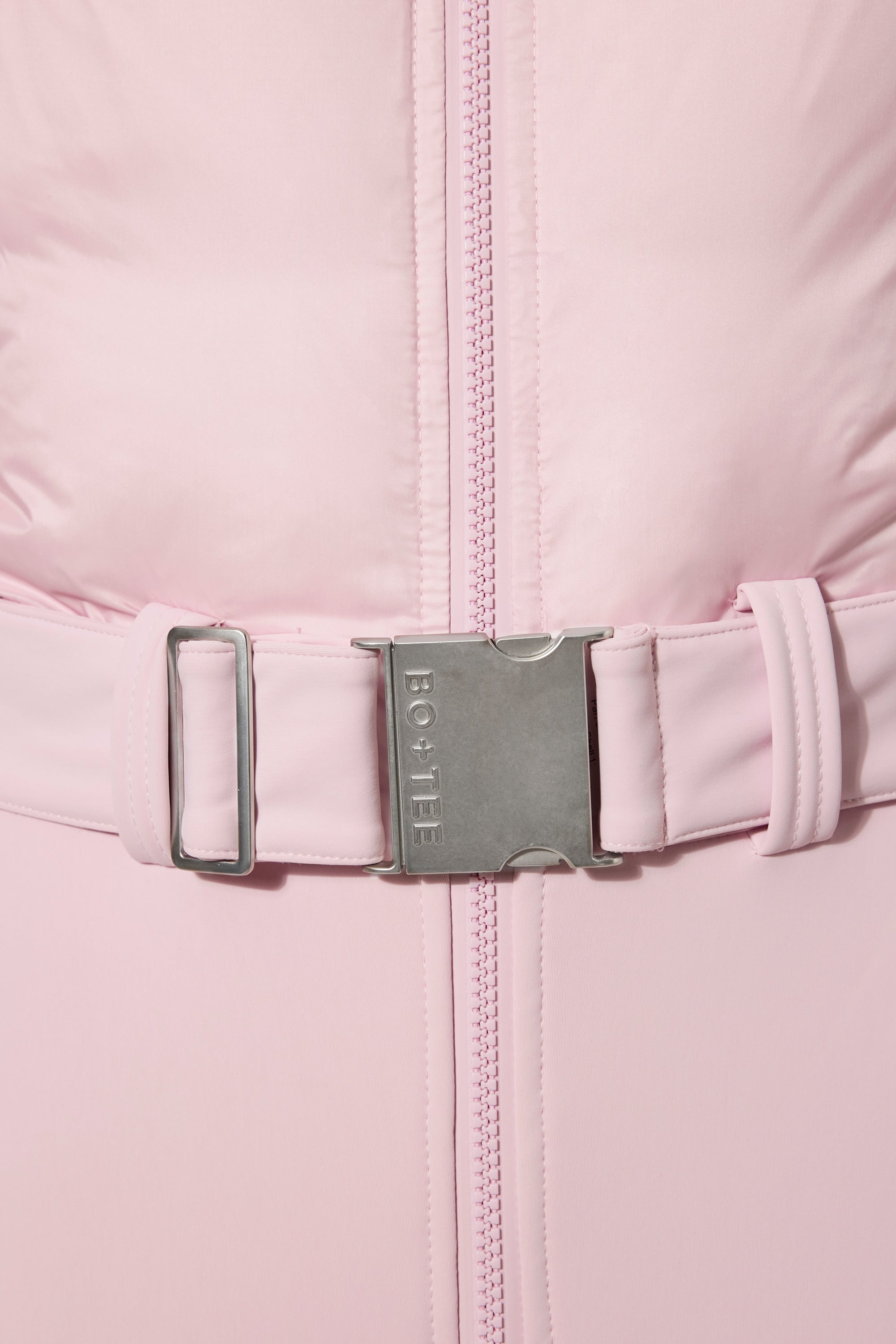 Waterproof Belted Layered Ski Suit in Powder Pink