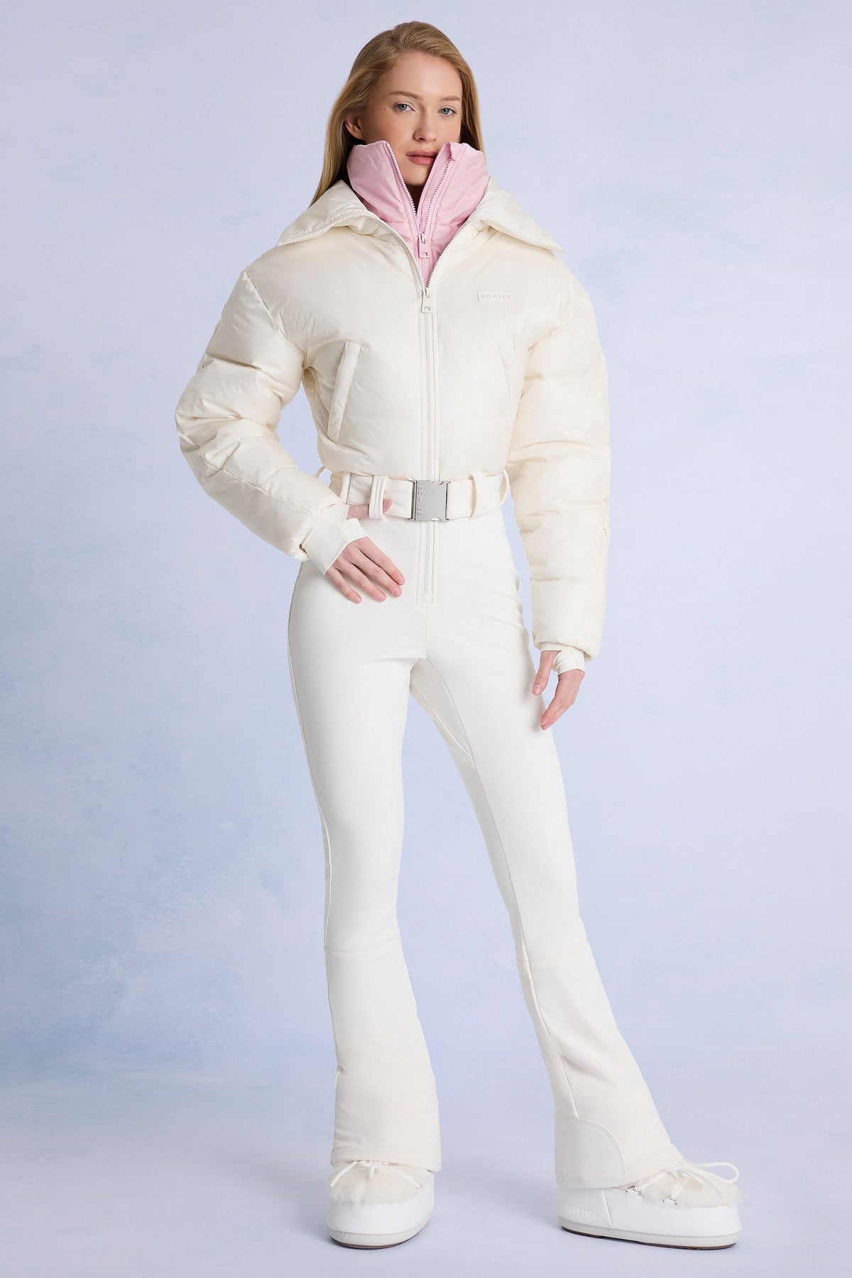 Waterproof Belted Layered Ski Suit in Ice