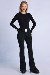 Waterproof Belted Ski Salopettes in Black