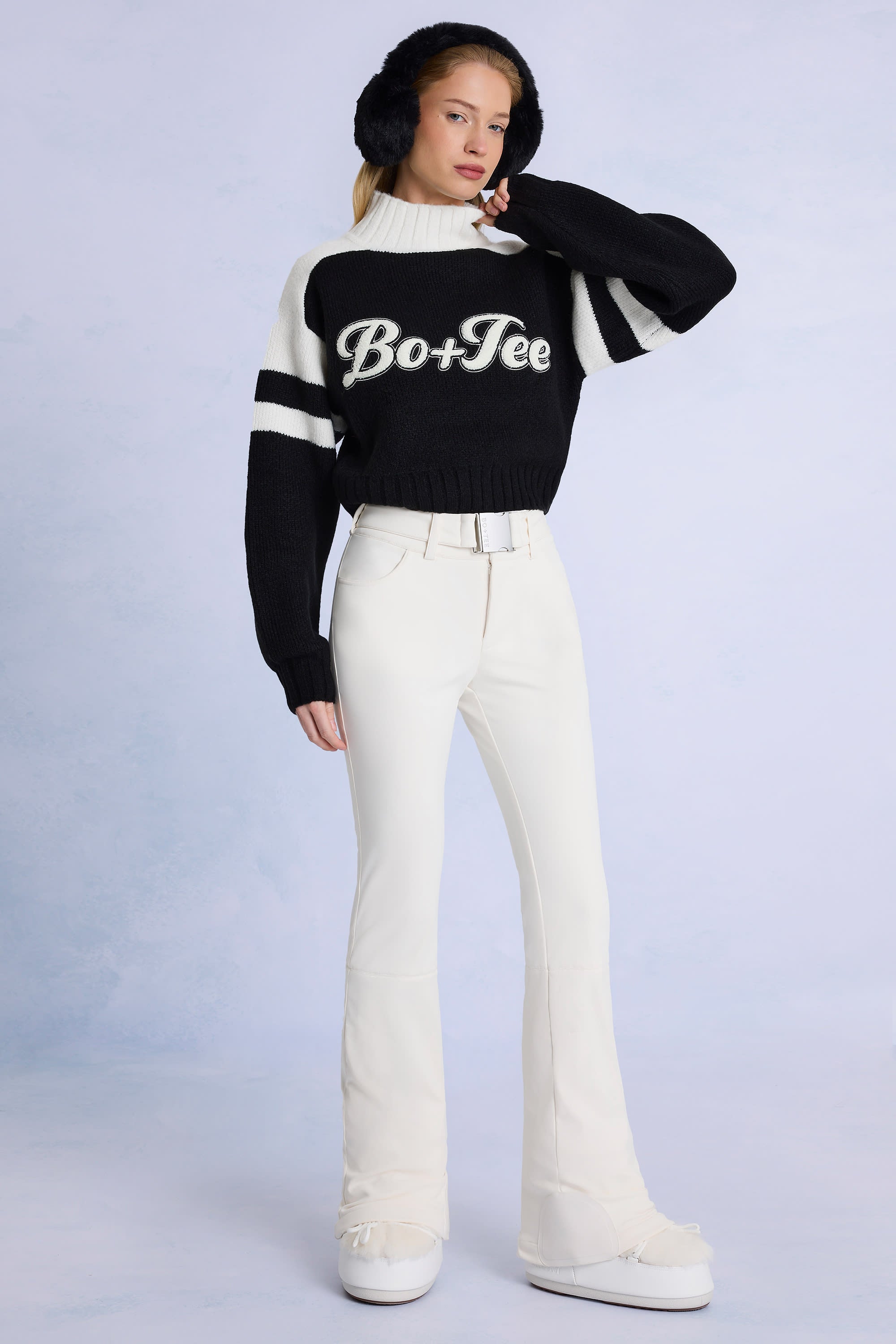 Waterproof Belted Ski Salopettes in Ice