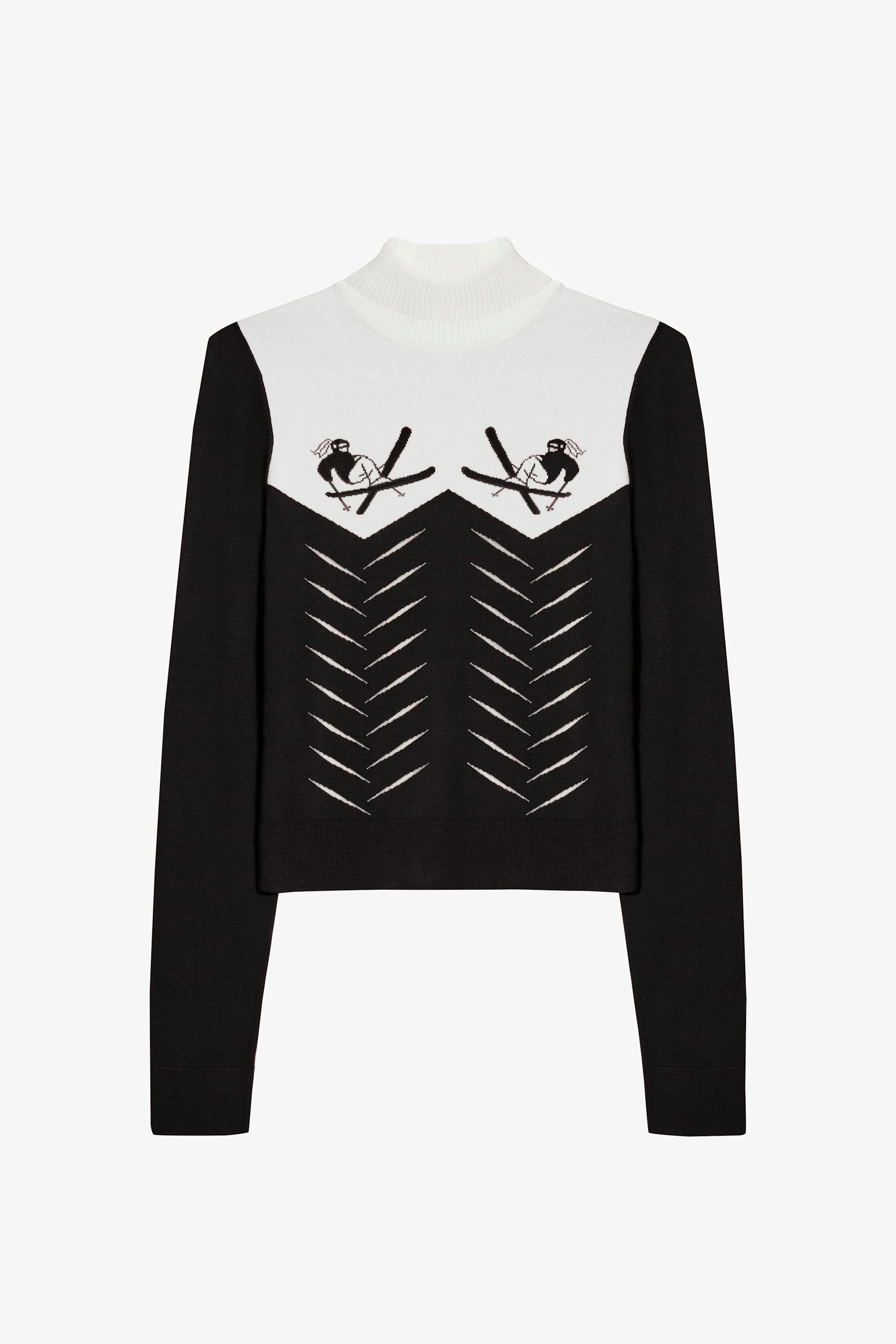 Knit Long-Sleeve Fitted Top in Black