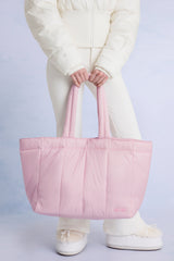 Waterproof Puffer Tote Bag in Powder Pink