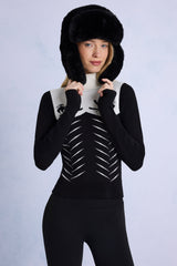 Faux-Fur Trapper Hat in Black