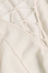 Lace-Up Balloon-Sleeve Mini Dress in Ivory