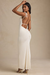 Textured Jersey Backless Maxi Dress in Ivory