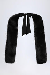 Faux Fur Tie-Up Sleeves in Black