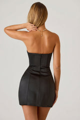 Structured Tulip Mini Dress in Black