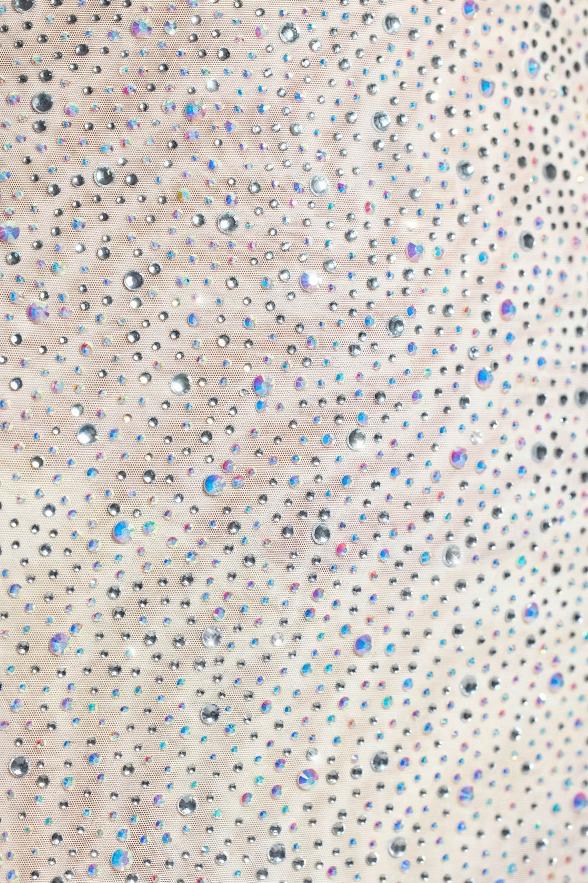 Embellished Long-Sleeve Fishtail Maxi Dress in White