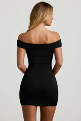 Modal Cut-Out Off-Shoulder Mini Dress in Black