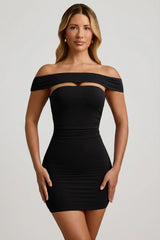 Modal Cut-Out Off-Shoulder Mini Dress in Black