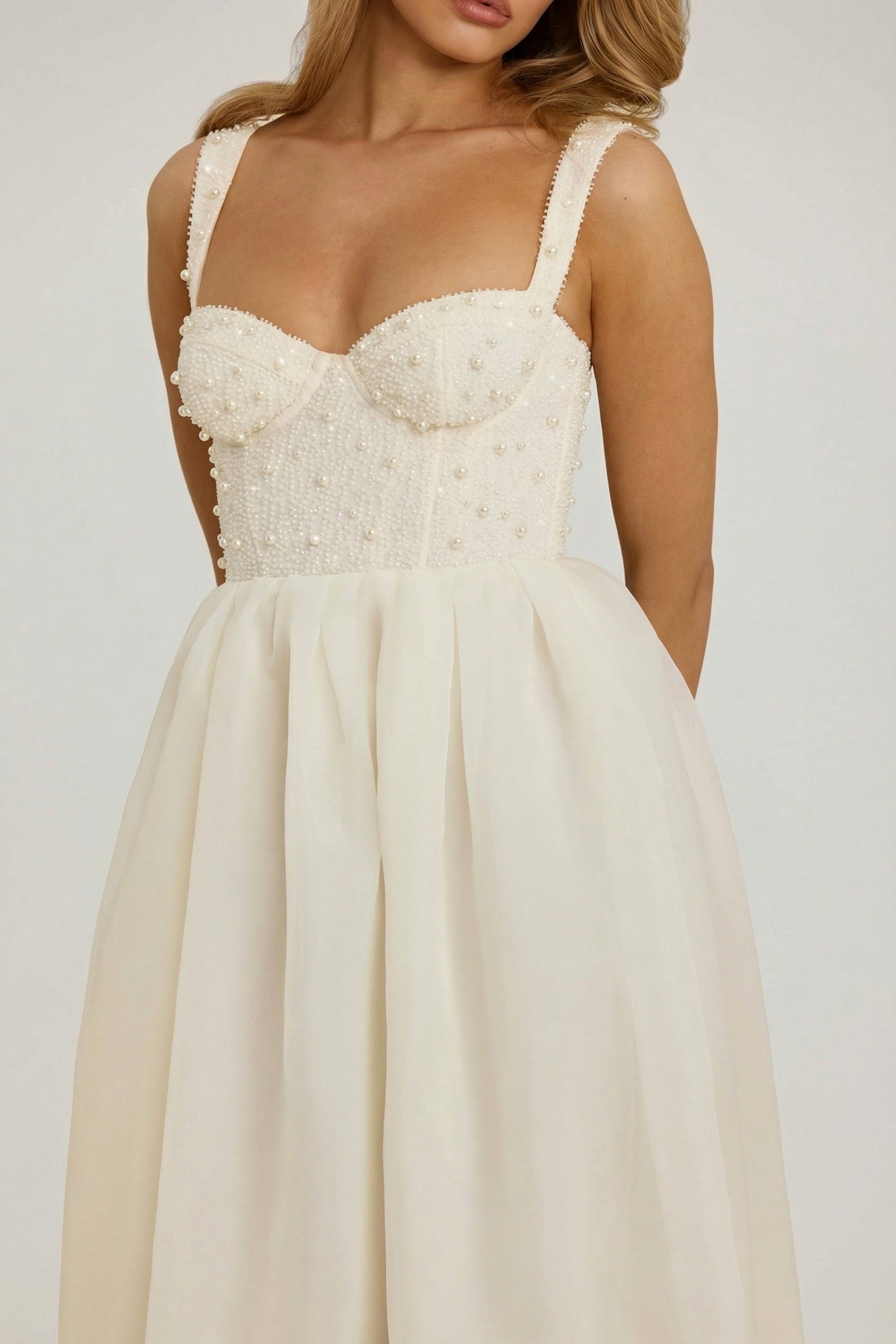 Embellished Corset Gown in White