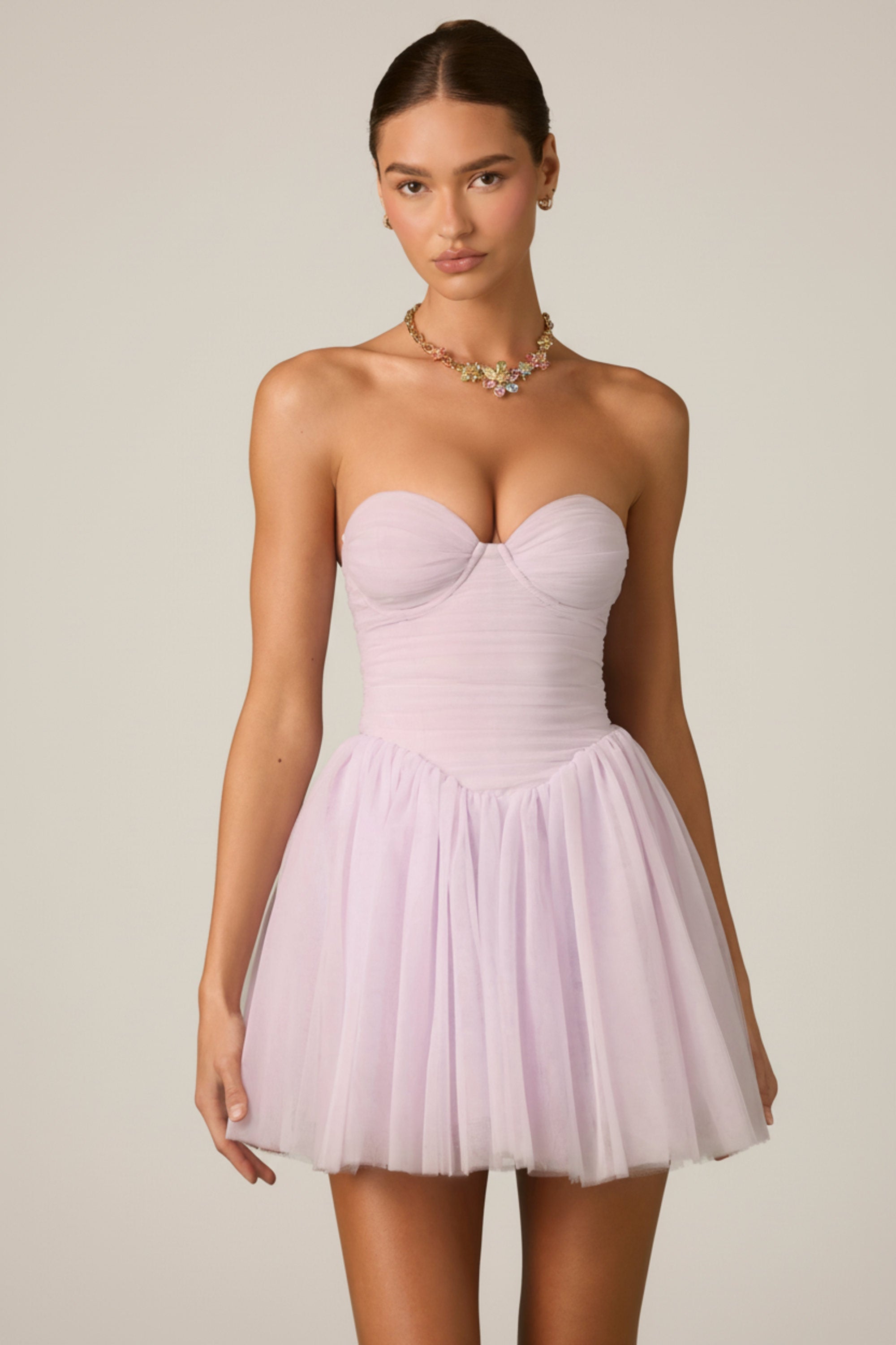 Tulle Corset Mini Dress in Lilac