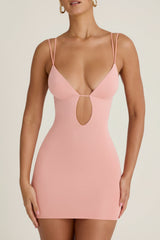 Cut-Out Open-Back Mini Dress in Apricot Pink